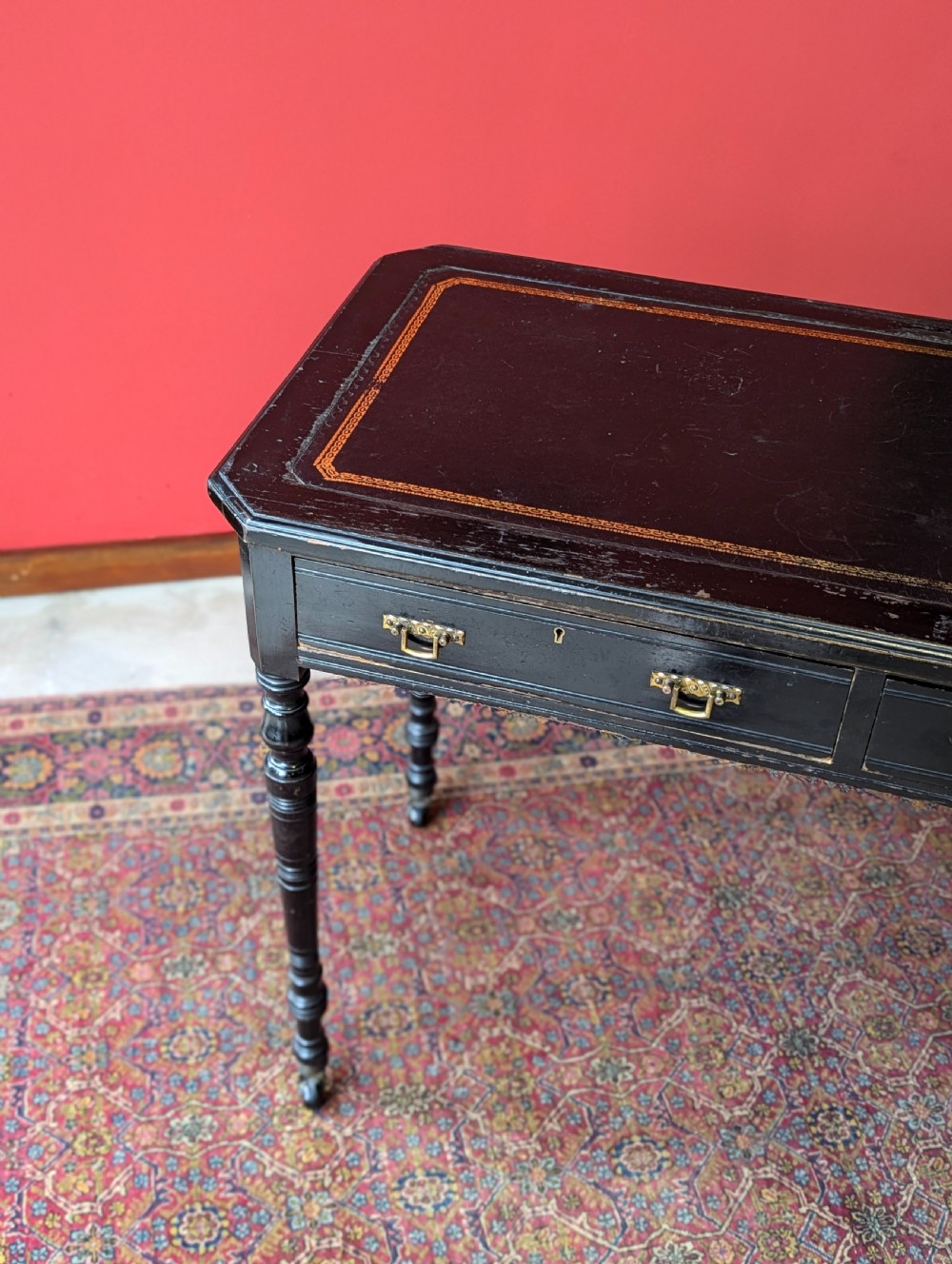 Antique Victorian Ebonised Aesthetic Movement Writing Table View V