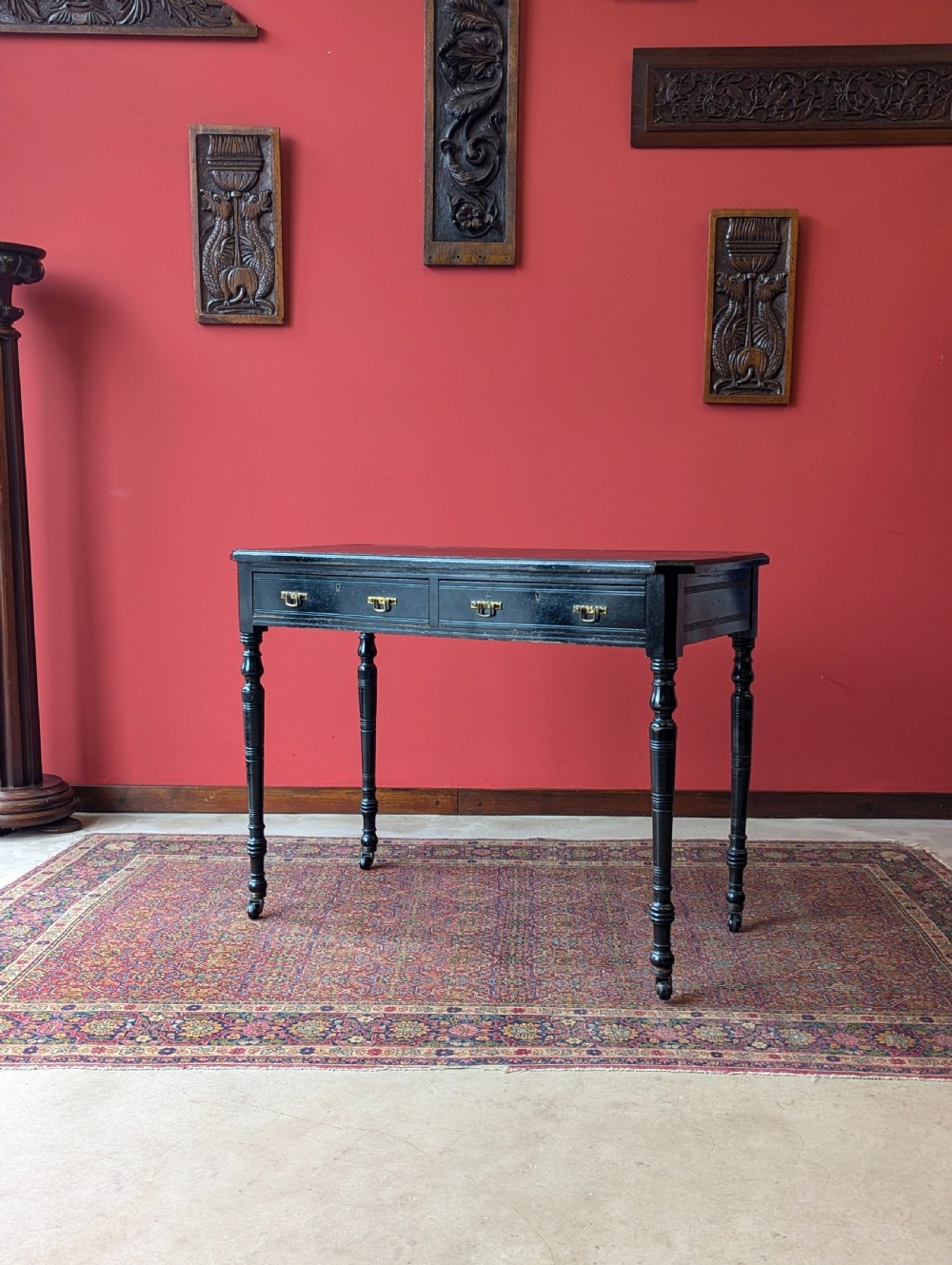 Antique Victorian Ebonised Aesthetic Movement Writing Table View VI