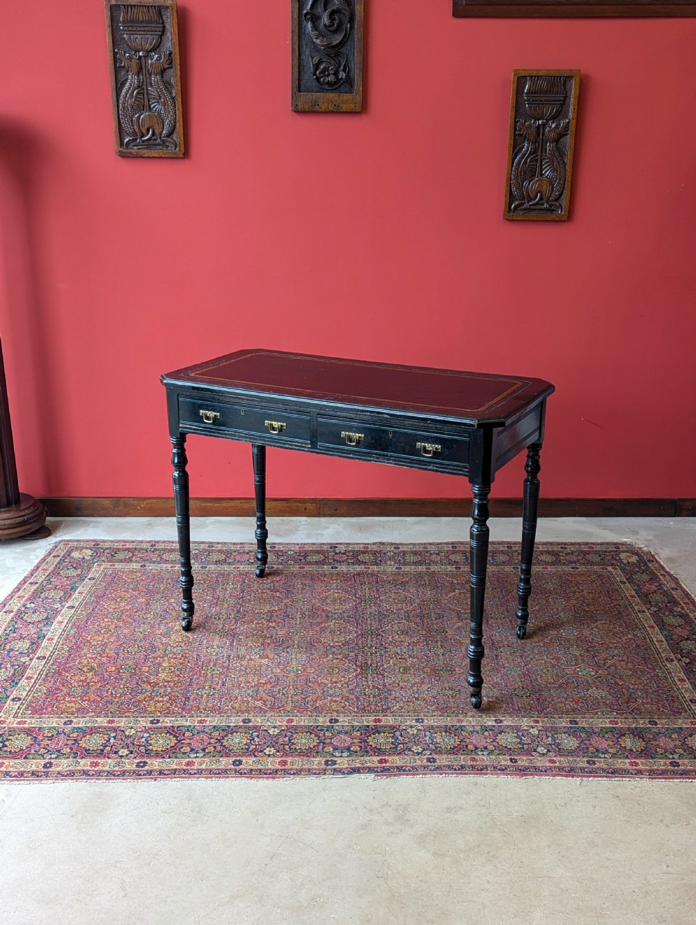 Antique Victorian Ebonised Aesthetic Movement Writing Table View VII