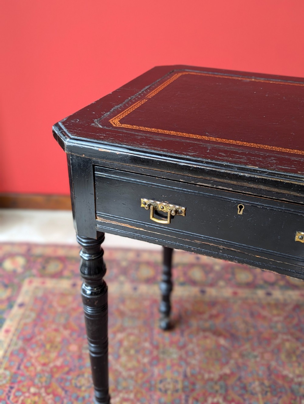 Antique Victorian Ebonised Aesthetic Movement Writing Table View IX
