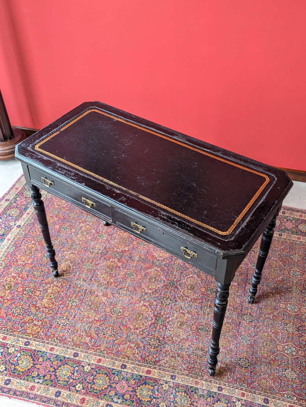 Antique Victorian Ebonised Aesthetic Movement Writing Table View X