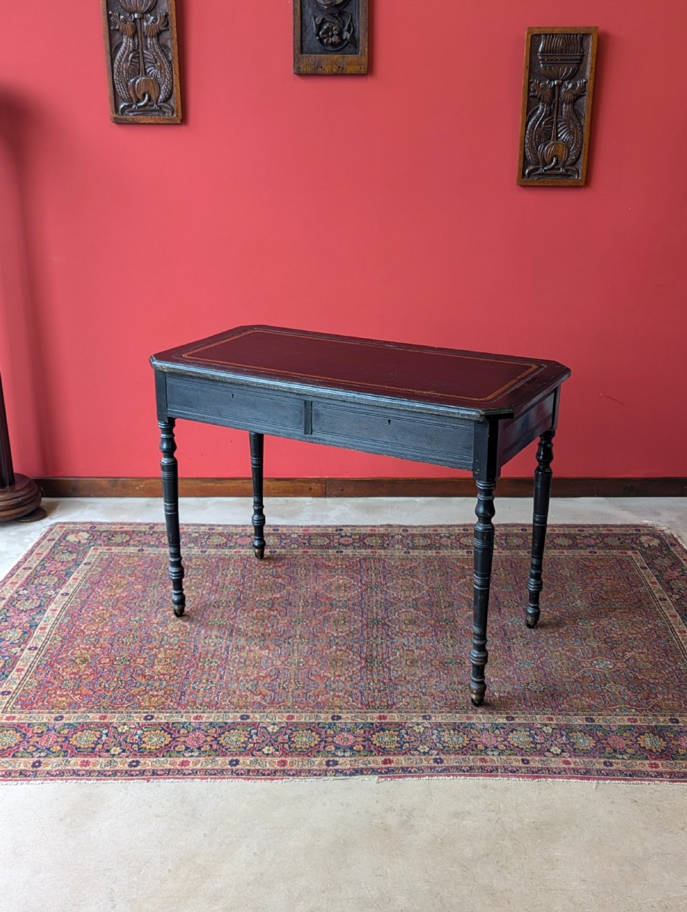 Antique Victorian Ebonised Aesthetic Movement Writing Table View XI