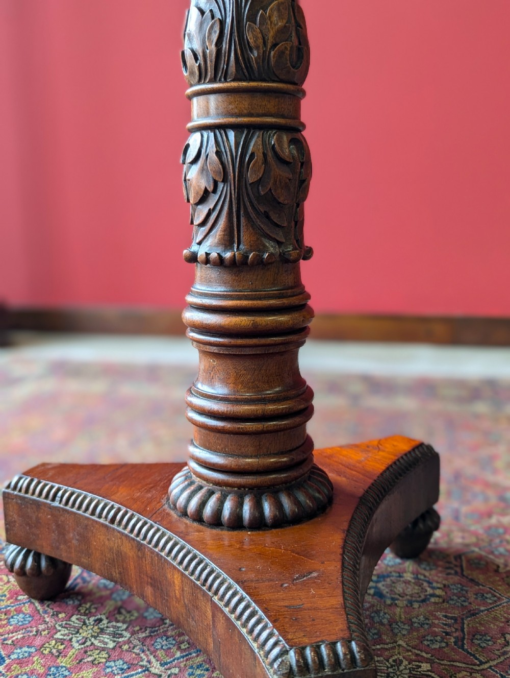Pair of Antique Victorian Carved Mahogany Torcheres View IV