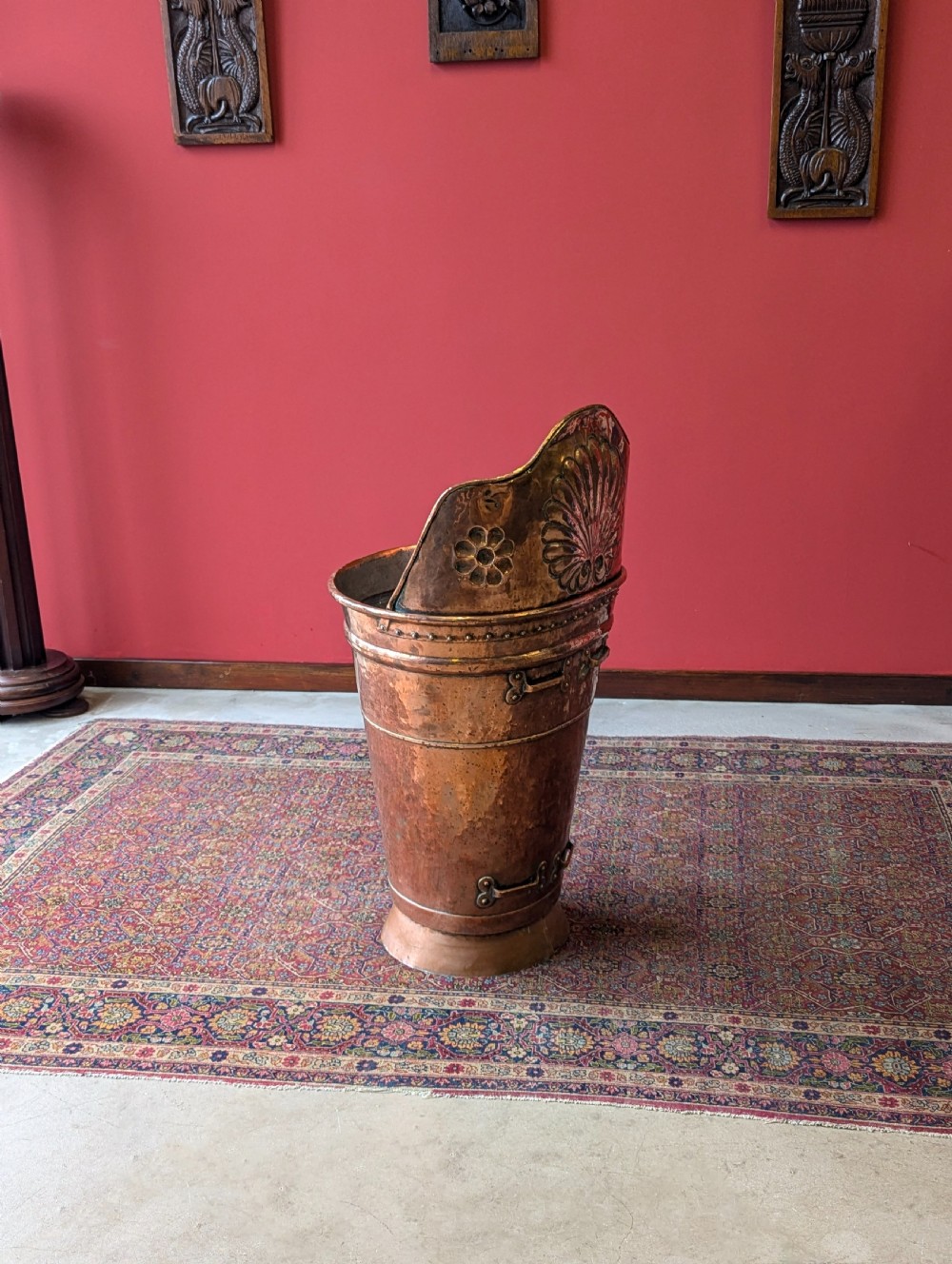 Antique French 19th Century Copper Grape Hod / Log Bin / Stick Stand View II
