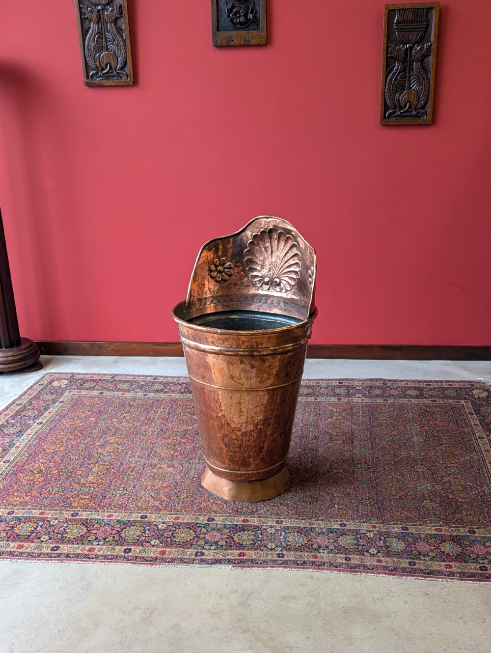 Antique French 19th Century Copper Grape Hod / Log Bin / Stick Stand View IV