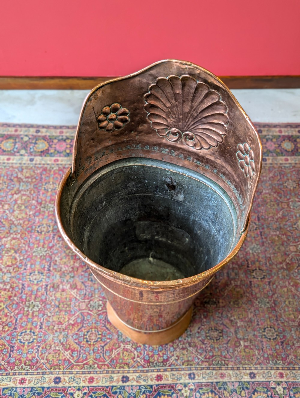 Antique French 19th Century Copper Grape Hod / Log Bin / Stick Stand View VIII