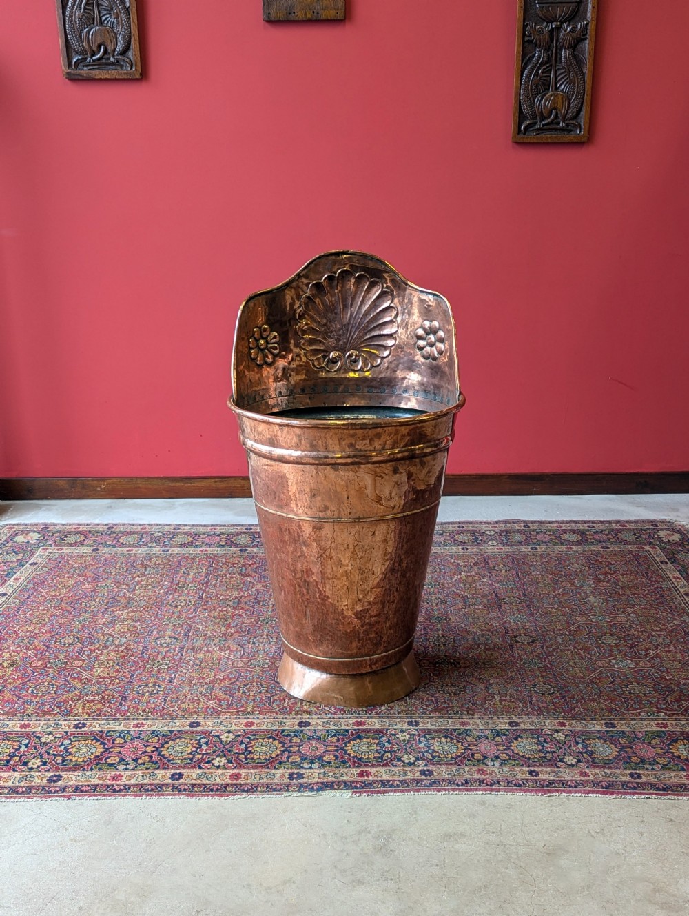 Antique French 19th Century Copper Grape Hod / Log Bin / Stick Stand View IX