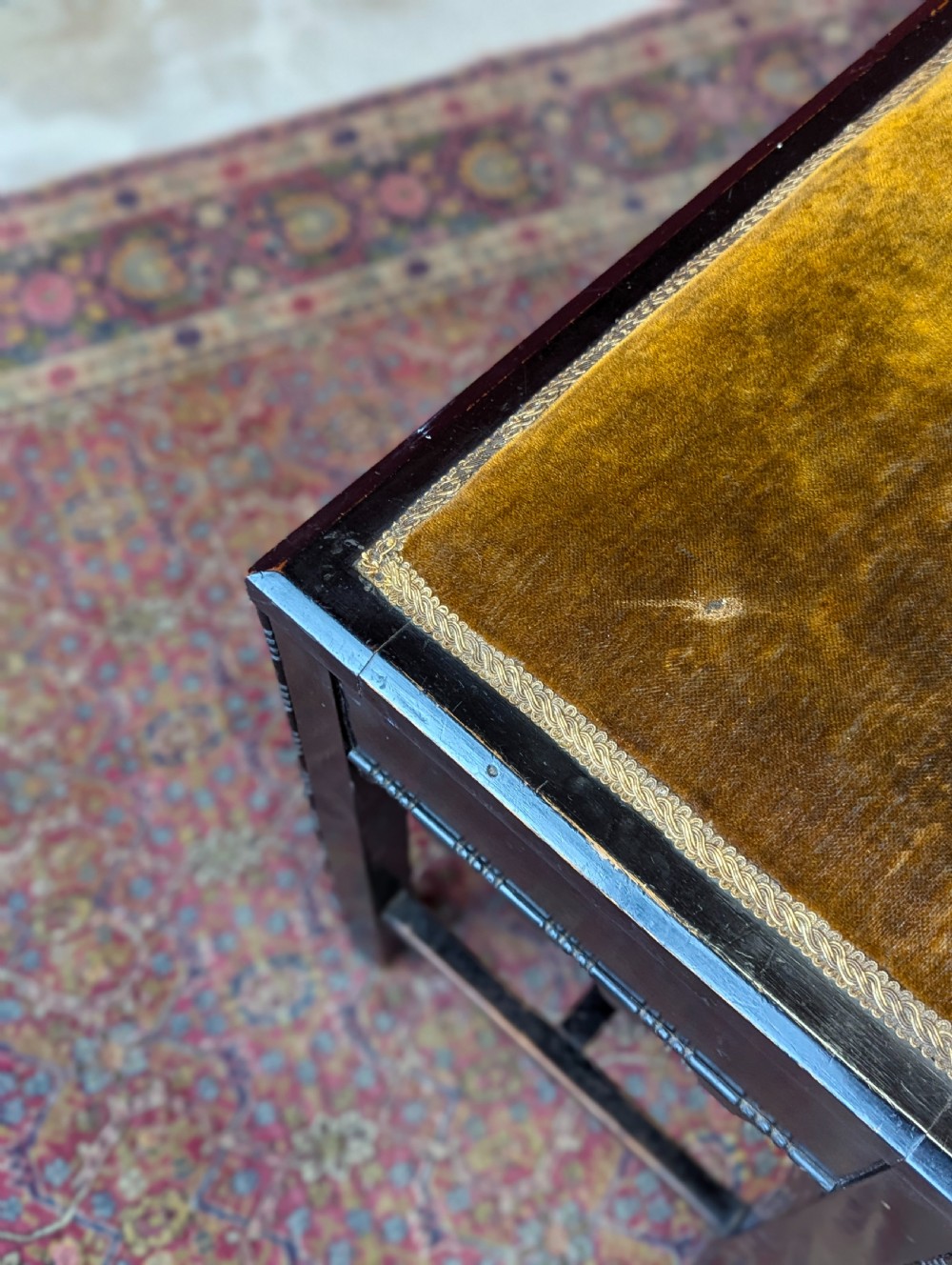 Antique Victorian Ebonised Aesthetic Movement Piano Stool with Storage View VI