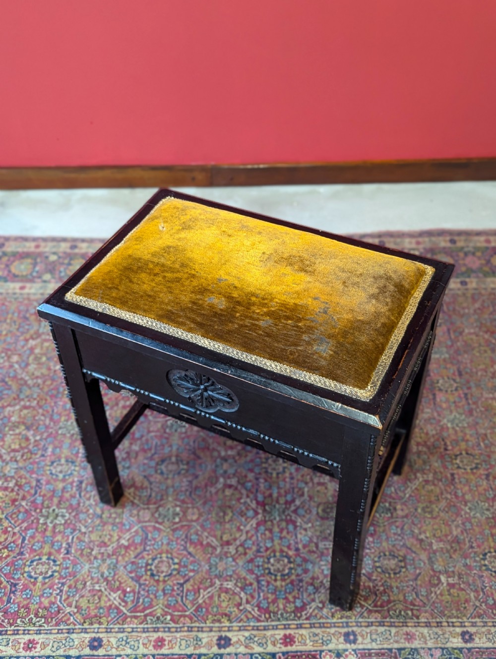 Antique Victorian Ebonised Aesthetic Movement Piano Stool with Storage View VIII