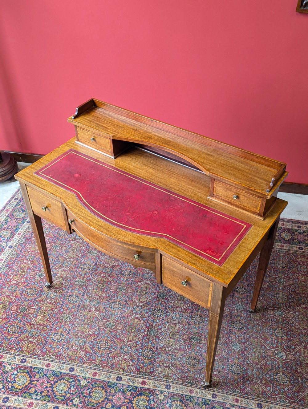 Antique Edwardian Mahogany Red Leather Writing Desk View IV