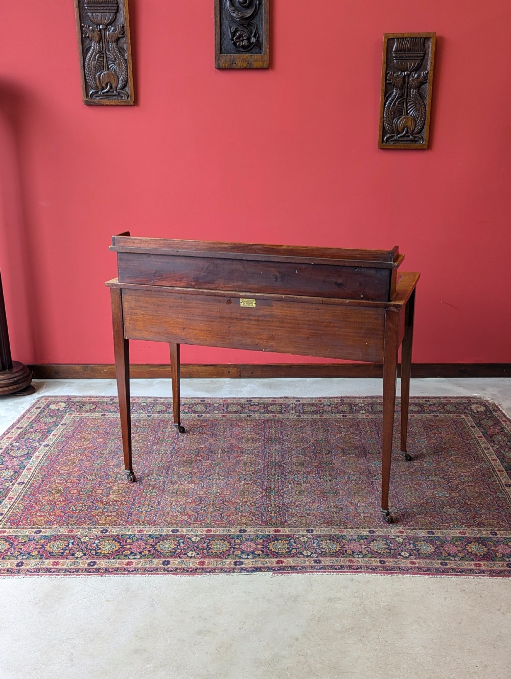 Antique Edwardian Mahogany Red Leather Writing Desk View VII