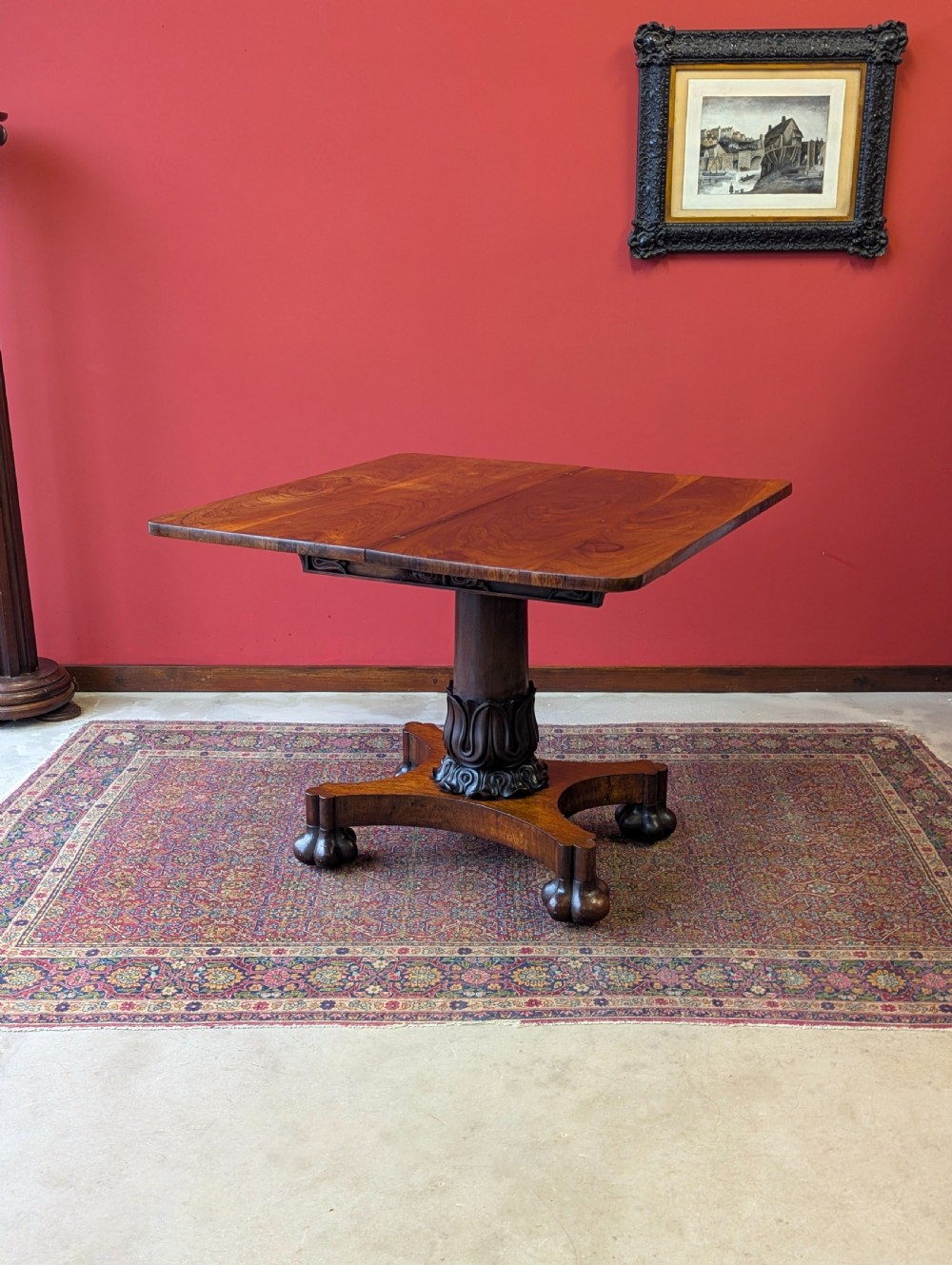 Antique Regency Rosewood Fold Over Tea Table View II