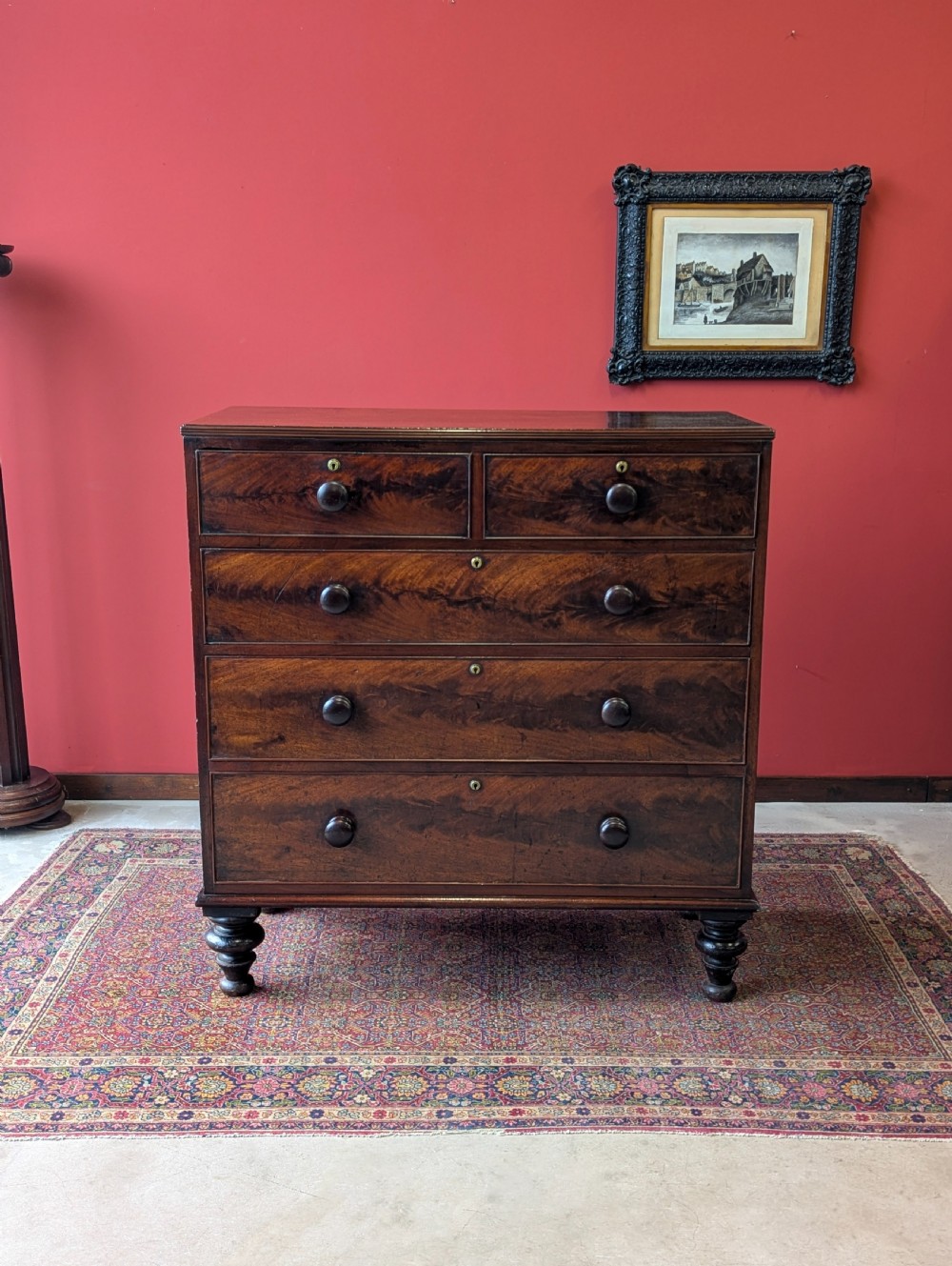 Antique Mid 19th Century Mahogany Chest of Drawers Circa 1850 View II