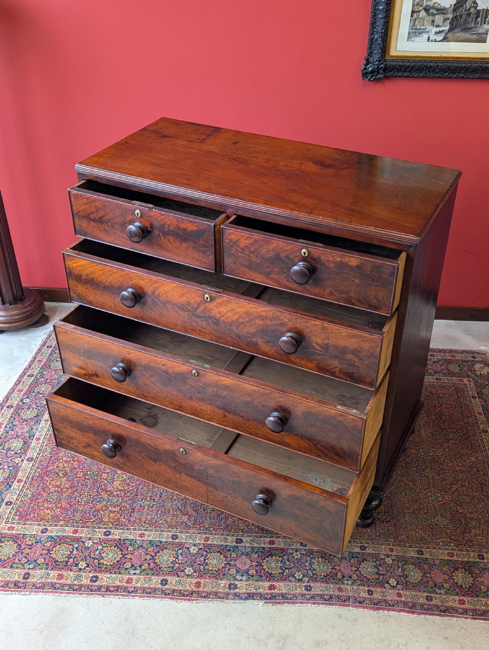 Antique Mid 19th Century Mahogany Chest of Drawers Circa 1850 View IV