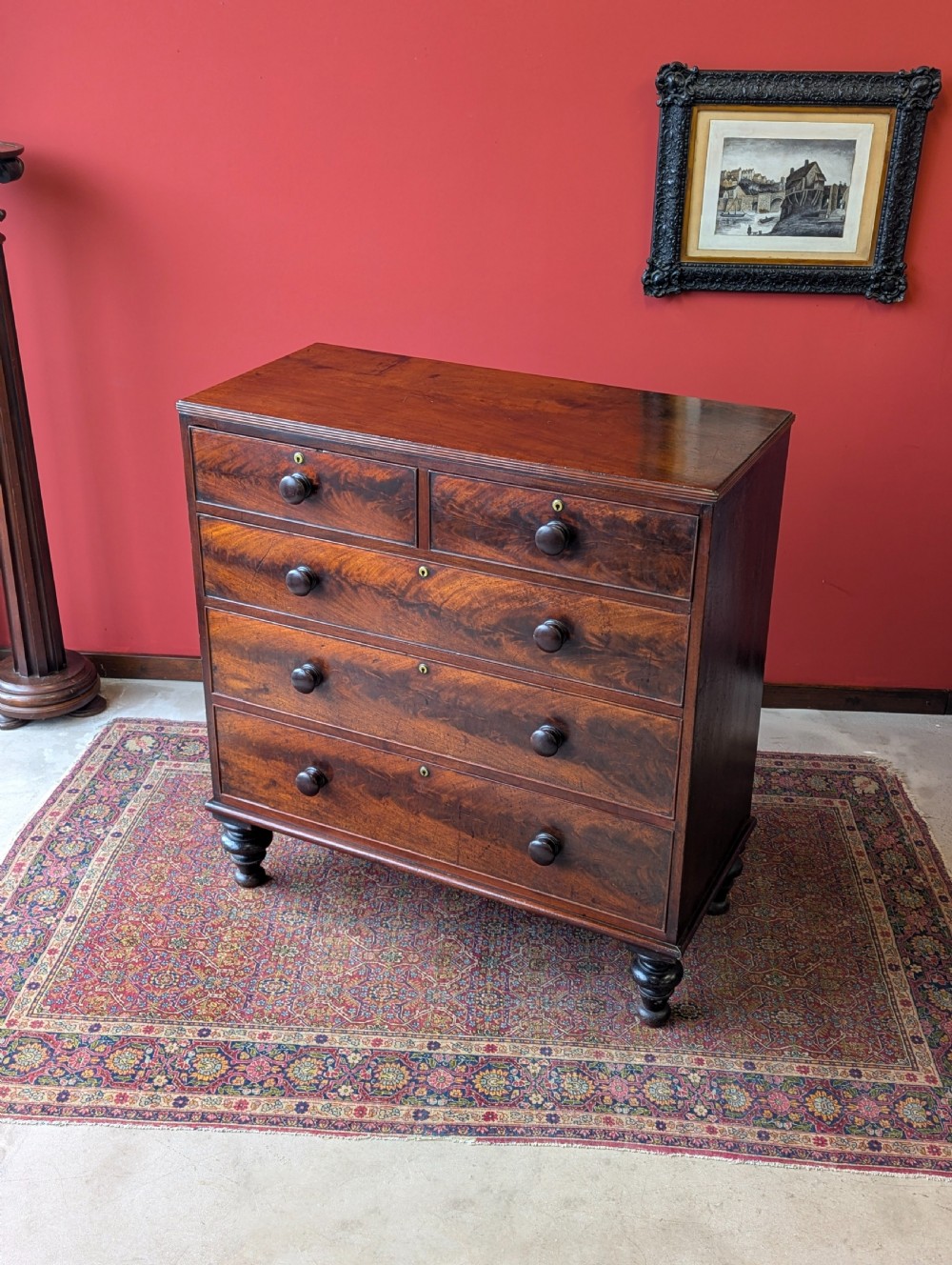Antique Mid 19th Century Mahogany Chest of Drawers Circa 1850 View IX