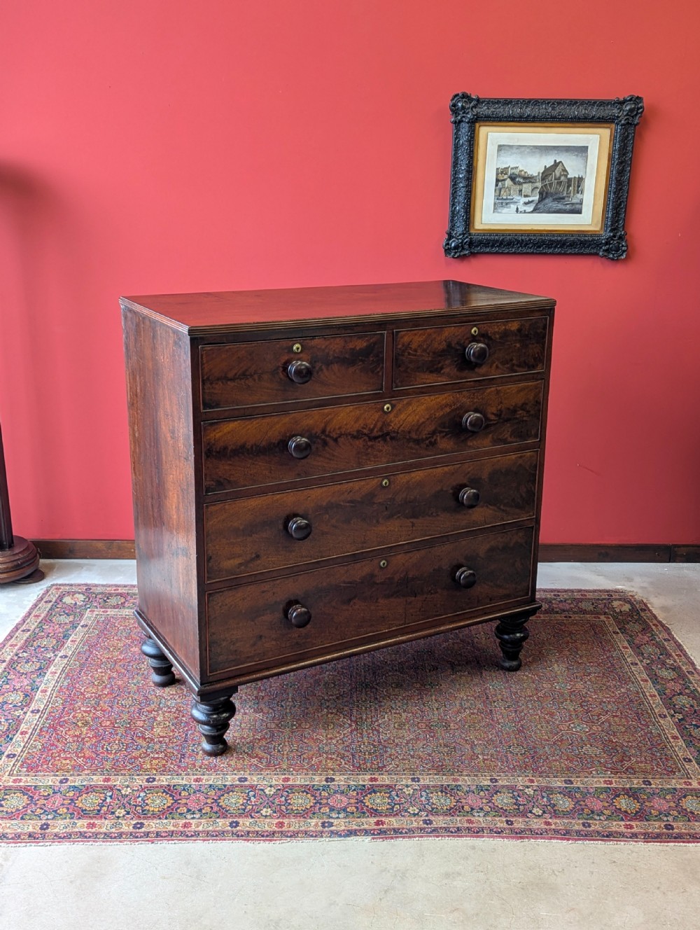 Antique Mid 19th Century Mahogany Chest of Drawers Circa 1850 View X