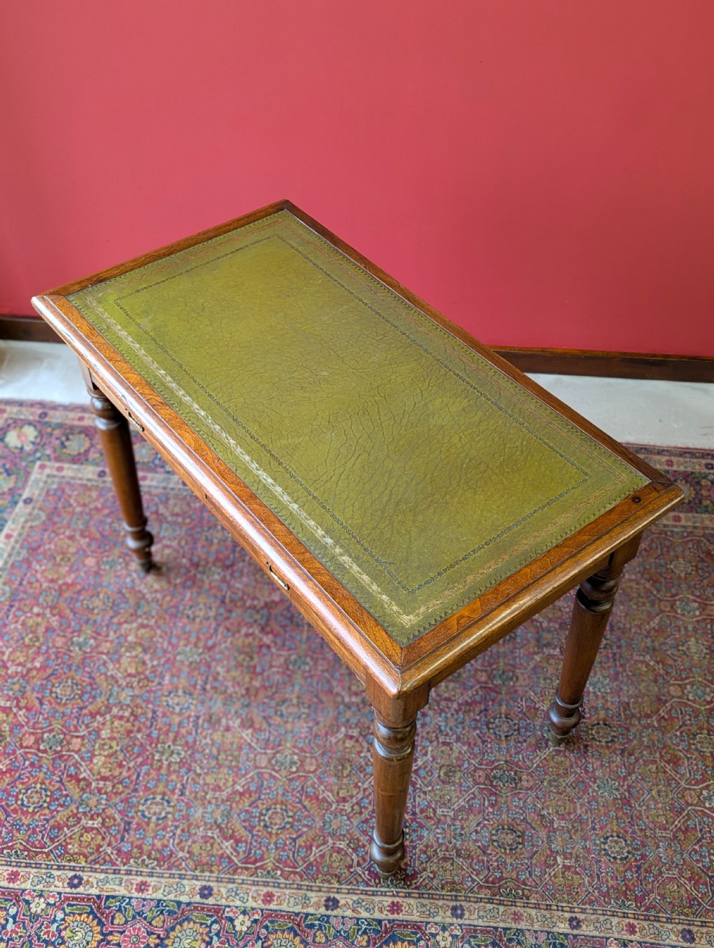 Antique 19th Century Walnut Leather Top Writing Table View III
