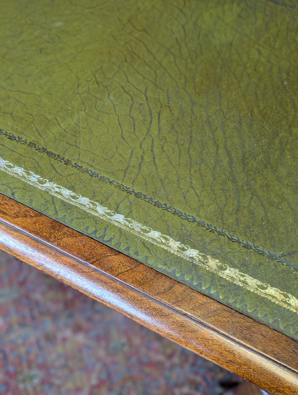 Antique 19th Century Walnut Leather Top Writing Table View V