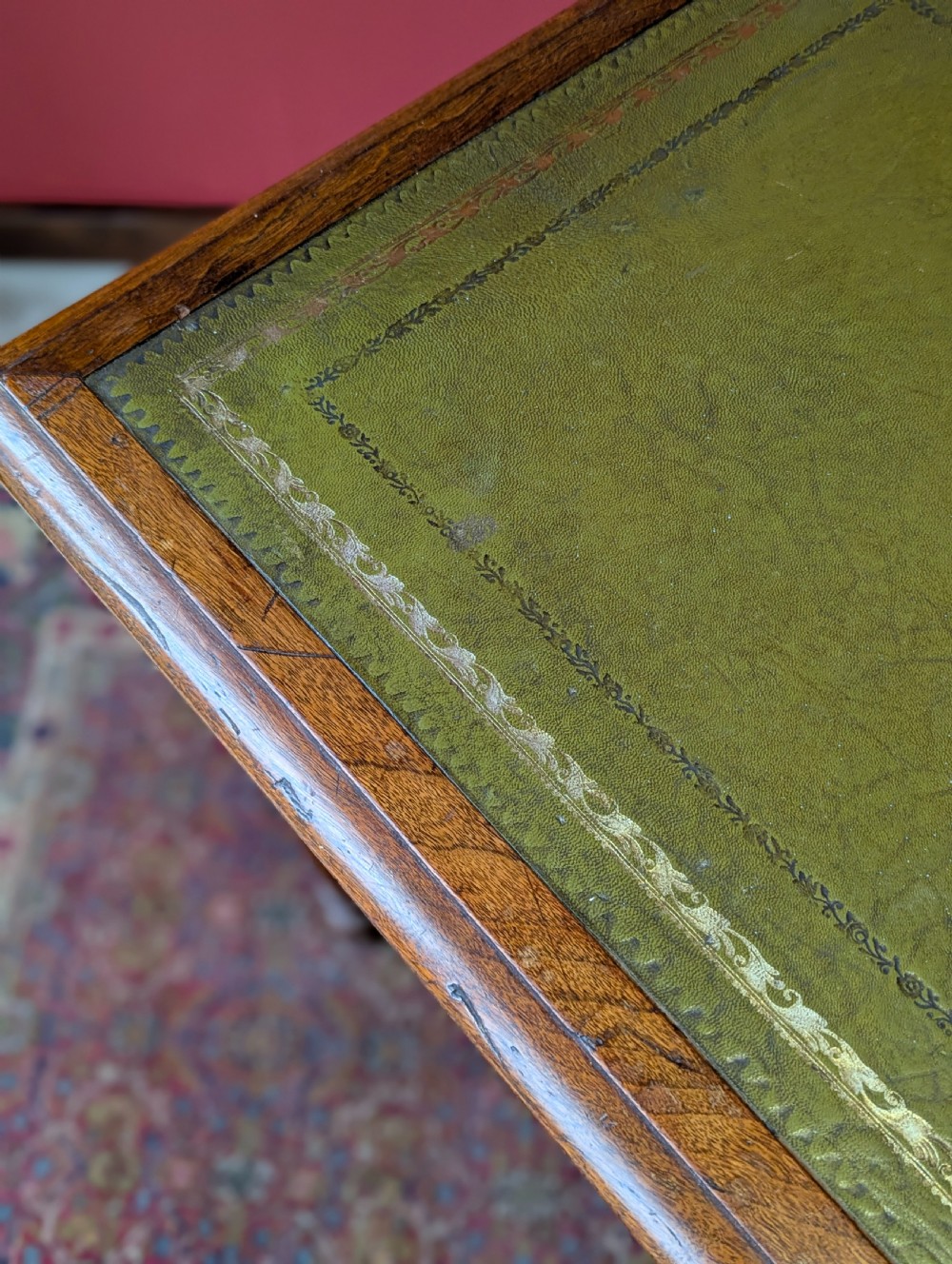 Antique 19th Century Walnut Leather Top Writing Table View VI