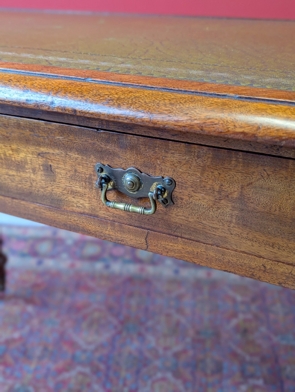 Antique 19th Century Walnut Leather Top Writing Table View VII