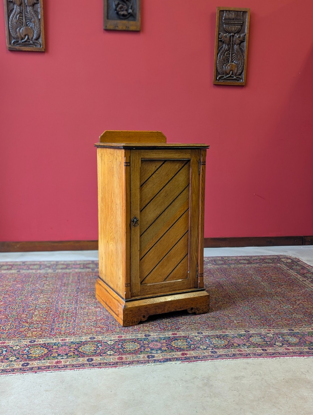Antique Victorian Aesthetic Movement Ash Pot Cupboard Bedside View III