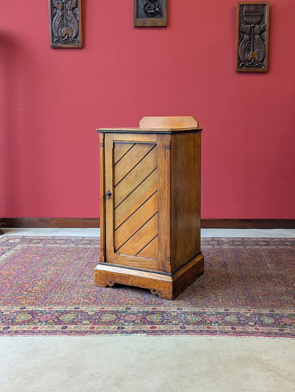 Antique Victorian Aesthetic Movement Ash Pot Cupboard Bedside View VI