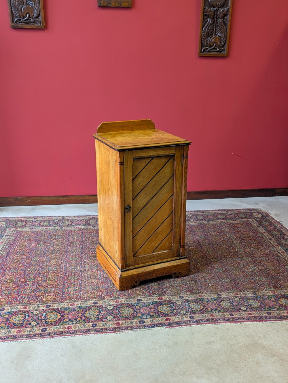 Antique Victorian Aesthetic Movement Ash Pot Cupboard Bedside View VII