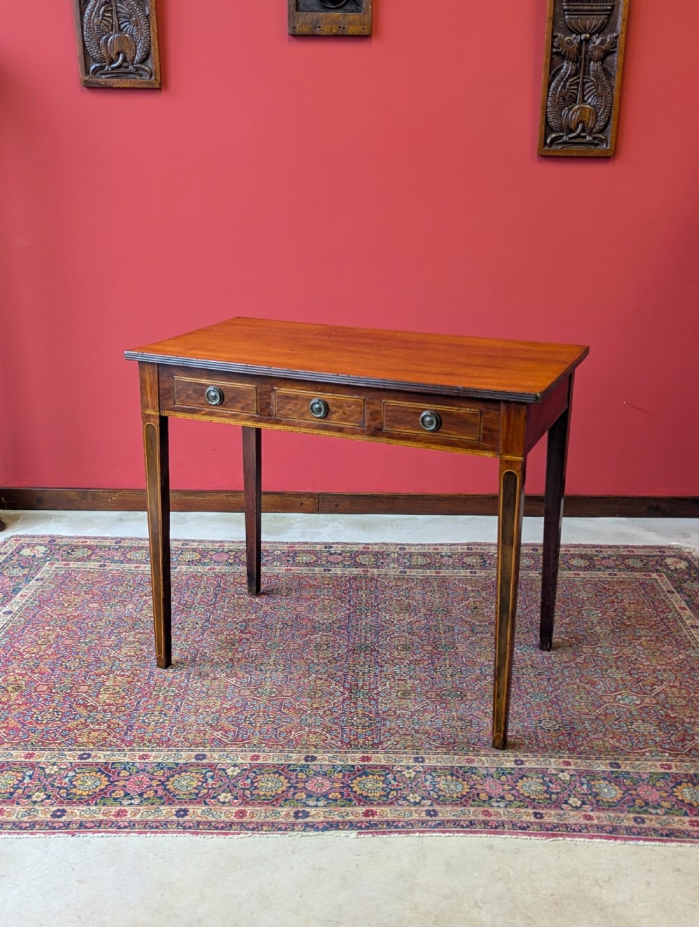 Antique Georgian Inlaid Mahogany Side Table Writing Table