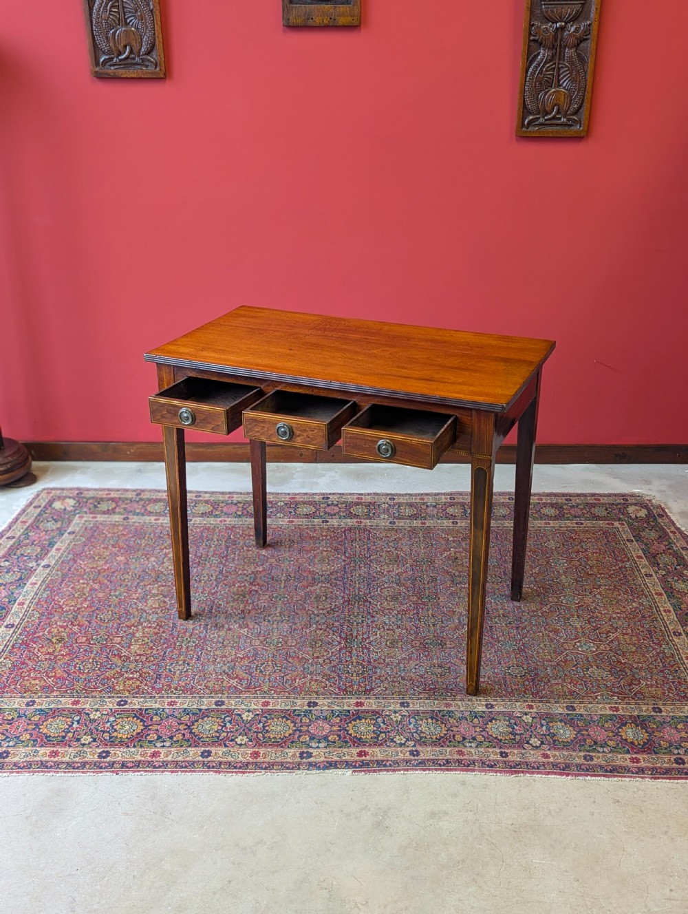 Antique Georgian Inlaid Mahogany Side Table Writing Table View IV