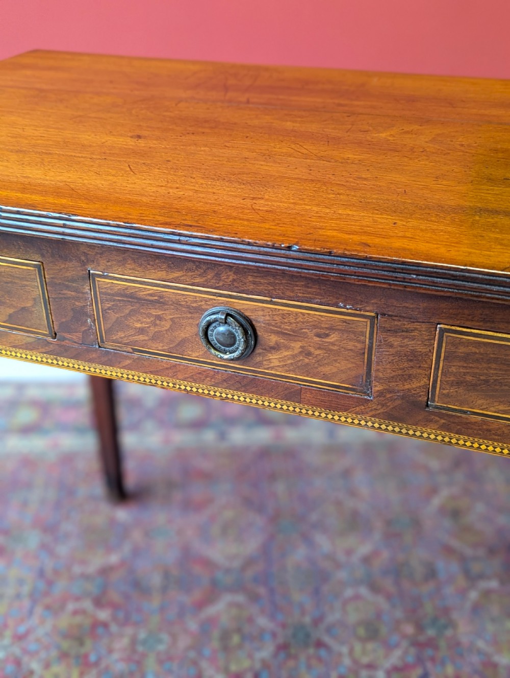 Antique Georgian Inlaid Mahogany Side Table Writing Table View X