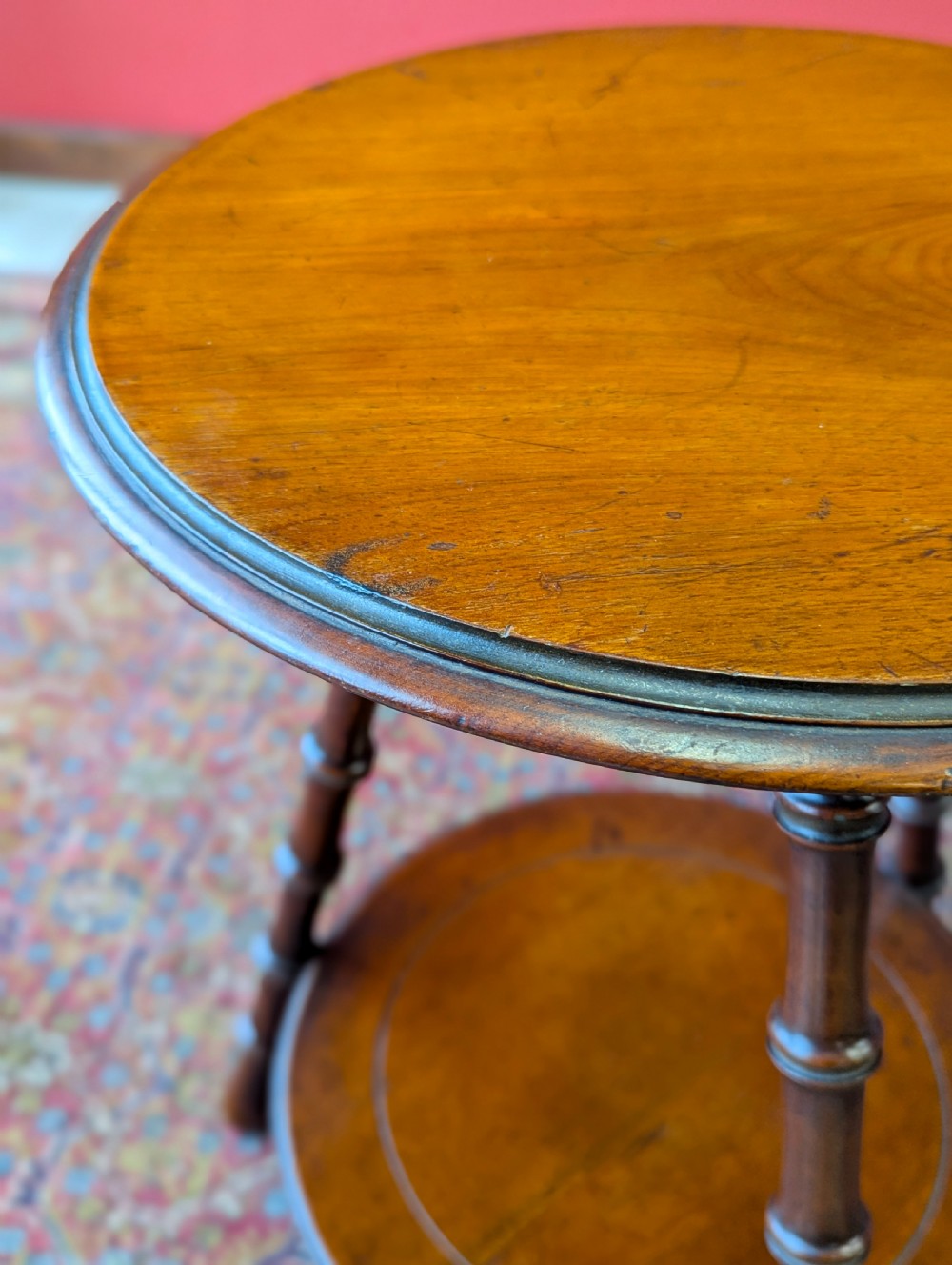 Antique Victorian Aesthetic Movement Faux Bamboo Circular Occasional Table View III