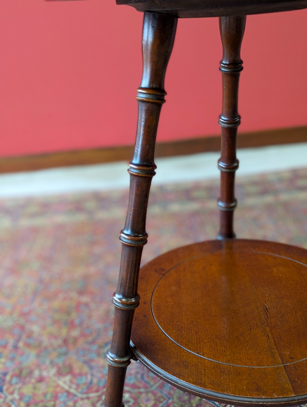 Antique Victorian Aesthetic Movement Faux Bamboo Circular Occasional Table View V