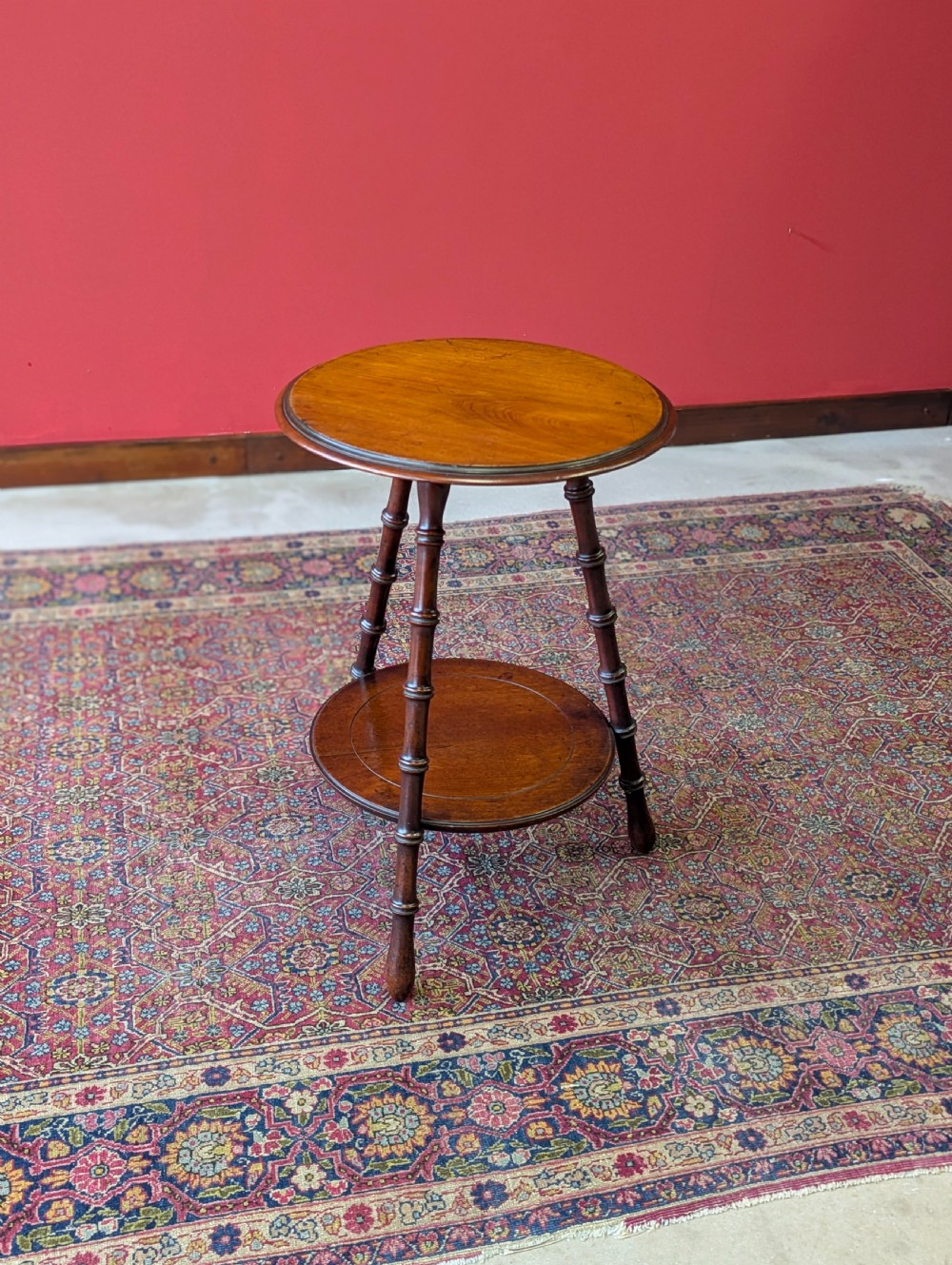 Antique Victorian Aesthetic Movement Faux Bamboo Circular Occasional Table View VII