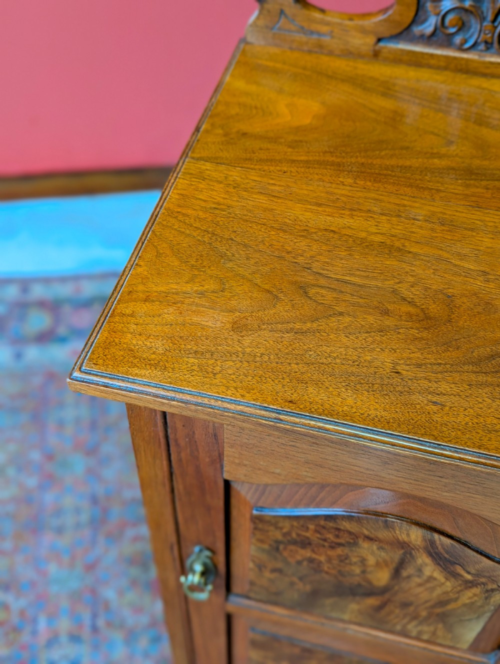 Antique Edwardian Walnut Pot Cupboard Bedside View V