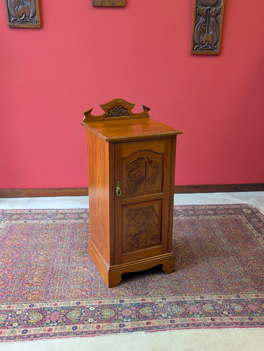 Antique Edwardian Walnut Pot Cupboard Bedside View X