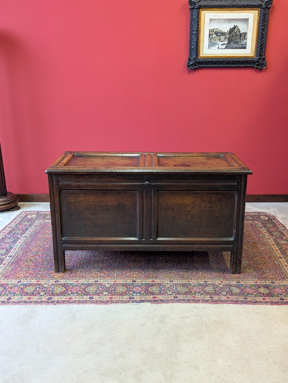 Antique 17th Century Panelled Oak Coffer View II