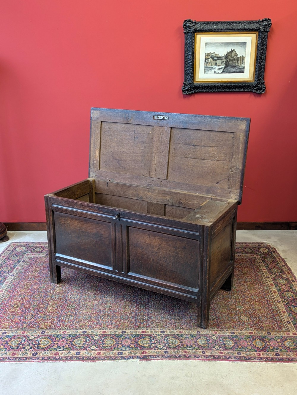 Antique 17th Century Panelled Oak Coffer View VI