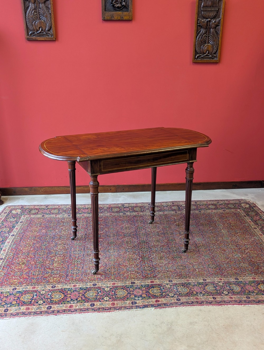 Antique Edwardian Mahogany Extending Writing Table / Desk c.1905 View VIII