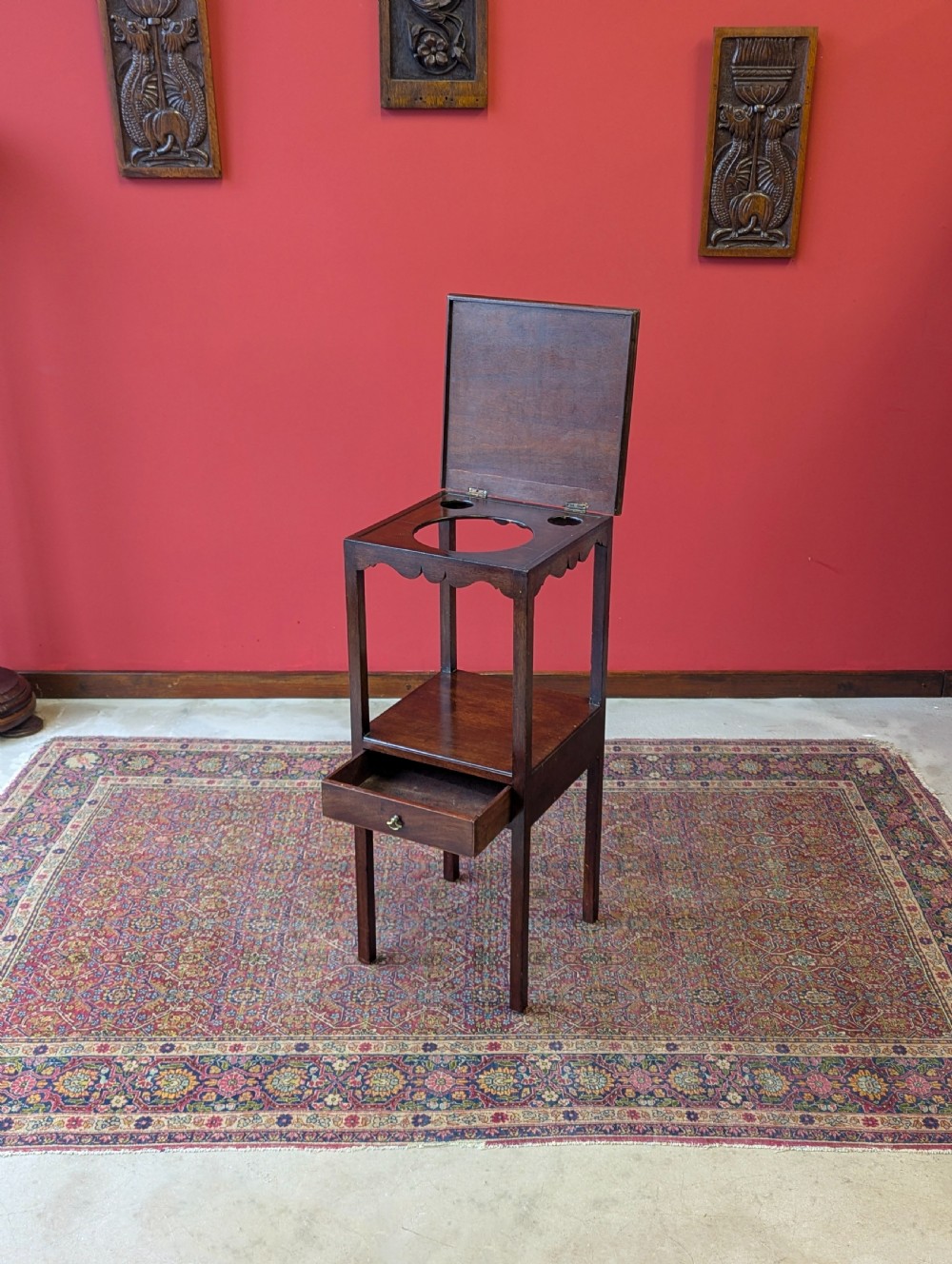Antique Georgian Mahogany Washstand Bedside View VII