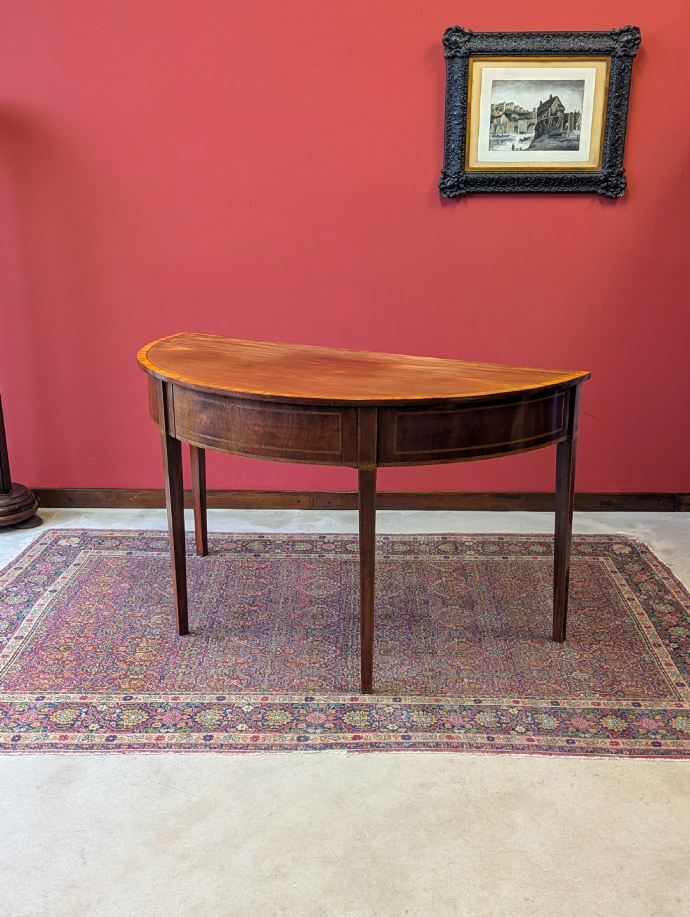 Antique Georgian Mahogany Demilune Console Table View II