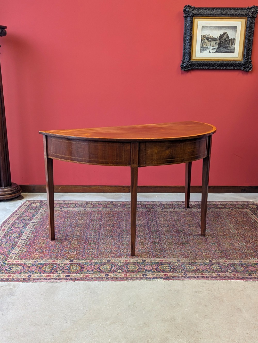 Antique Georgian Mahogany Demilune Console Table View IV
