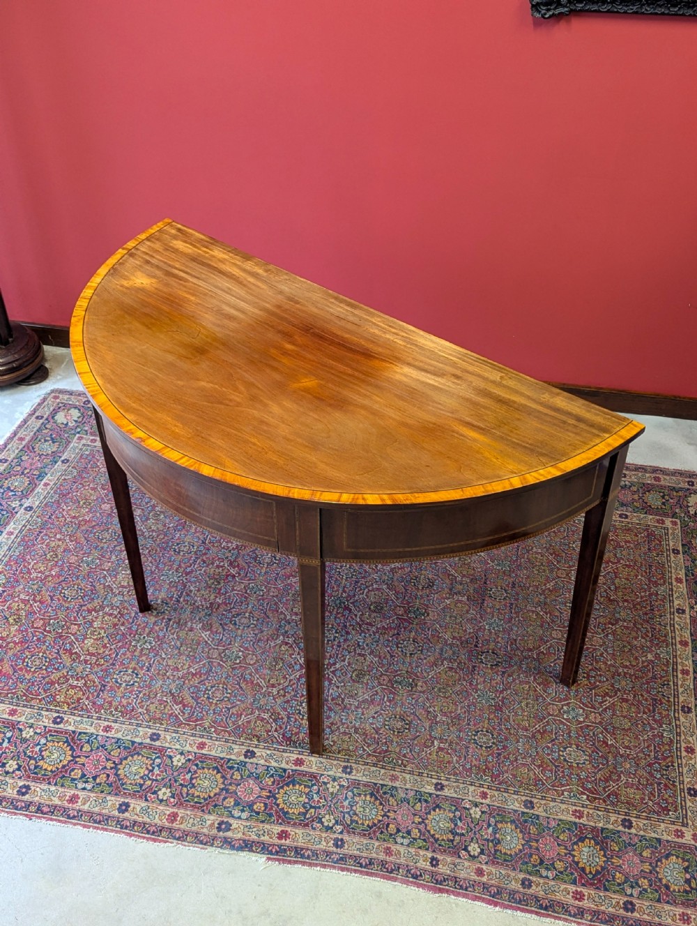 Antique Georgian Mahogany Demilune Console Table View VI