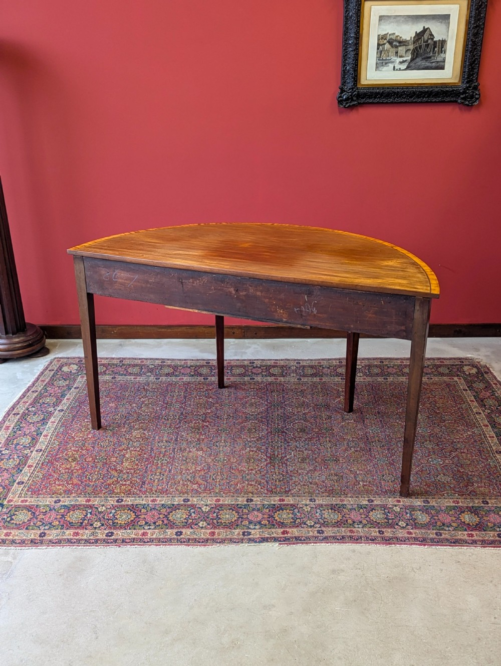 Antique Georgian Mahogany Demilune Console Table View IX