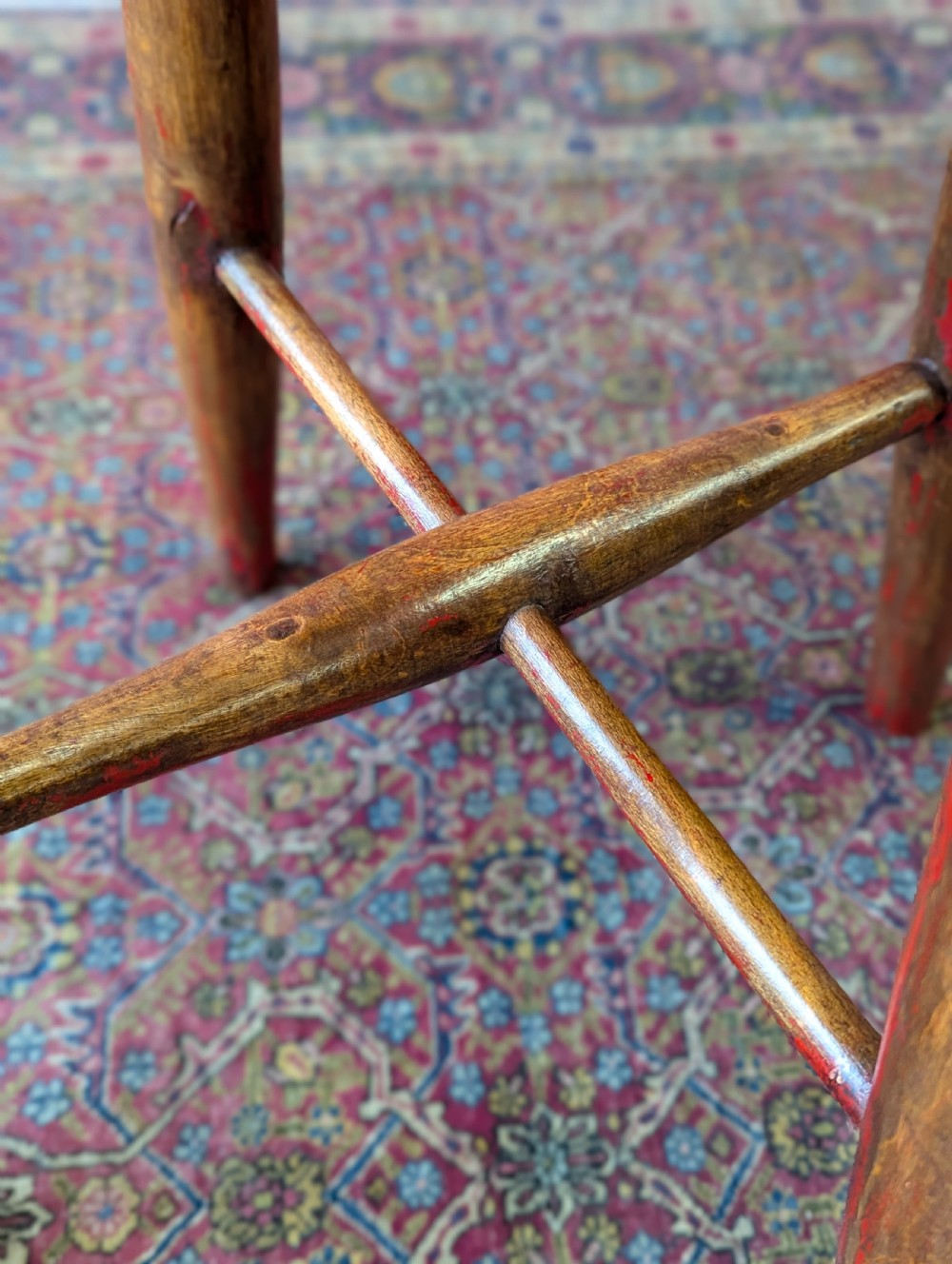 Antique Victorian Elm Dish Seat Stool View VII