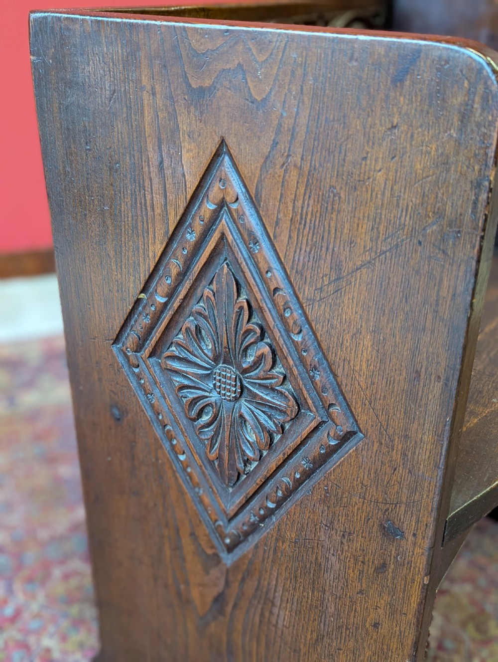 Antique Victorian Oak Prayer Bench / Small Hall Chair View IV