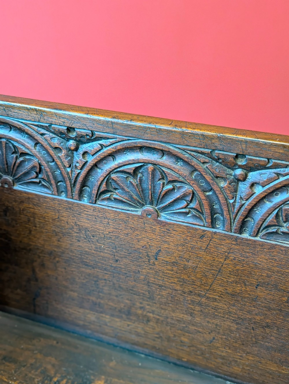 Antique Victorian Oak Prayer Bench / Small Hall Chair View V