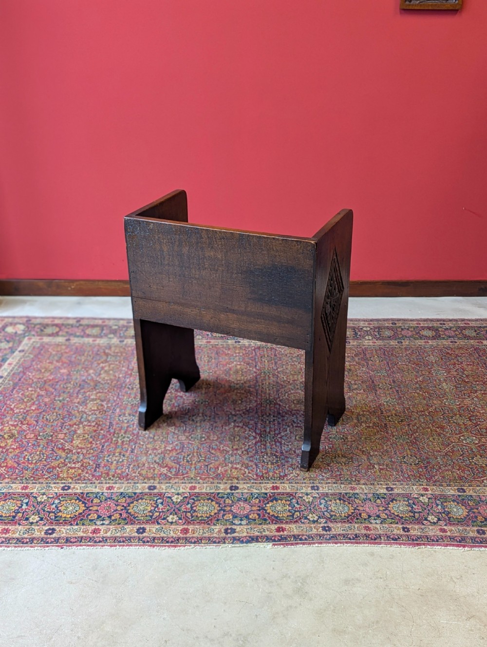 Antique Victorian Oak Prayer Bench / Small Hall Chair View X
