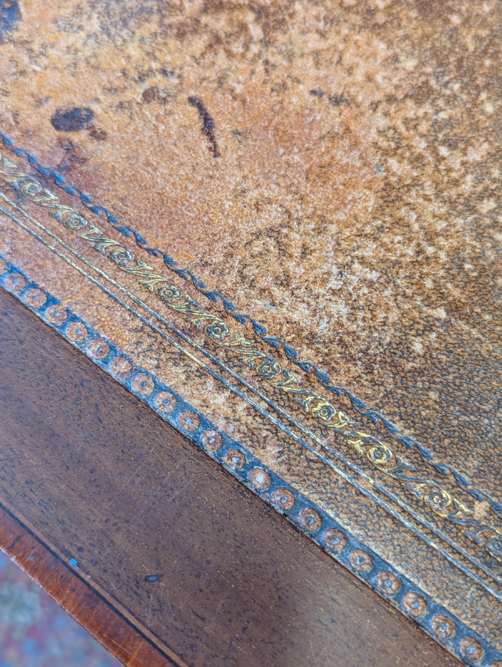 Antique Edwardian Mahogany Leather Topped Writing Desk View VI