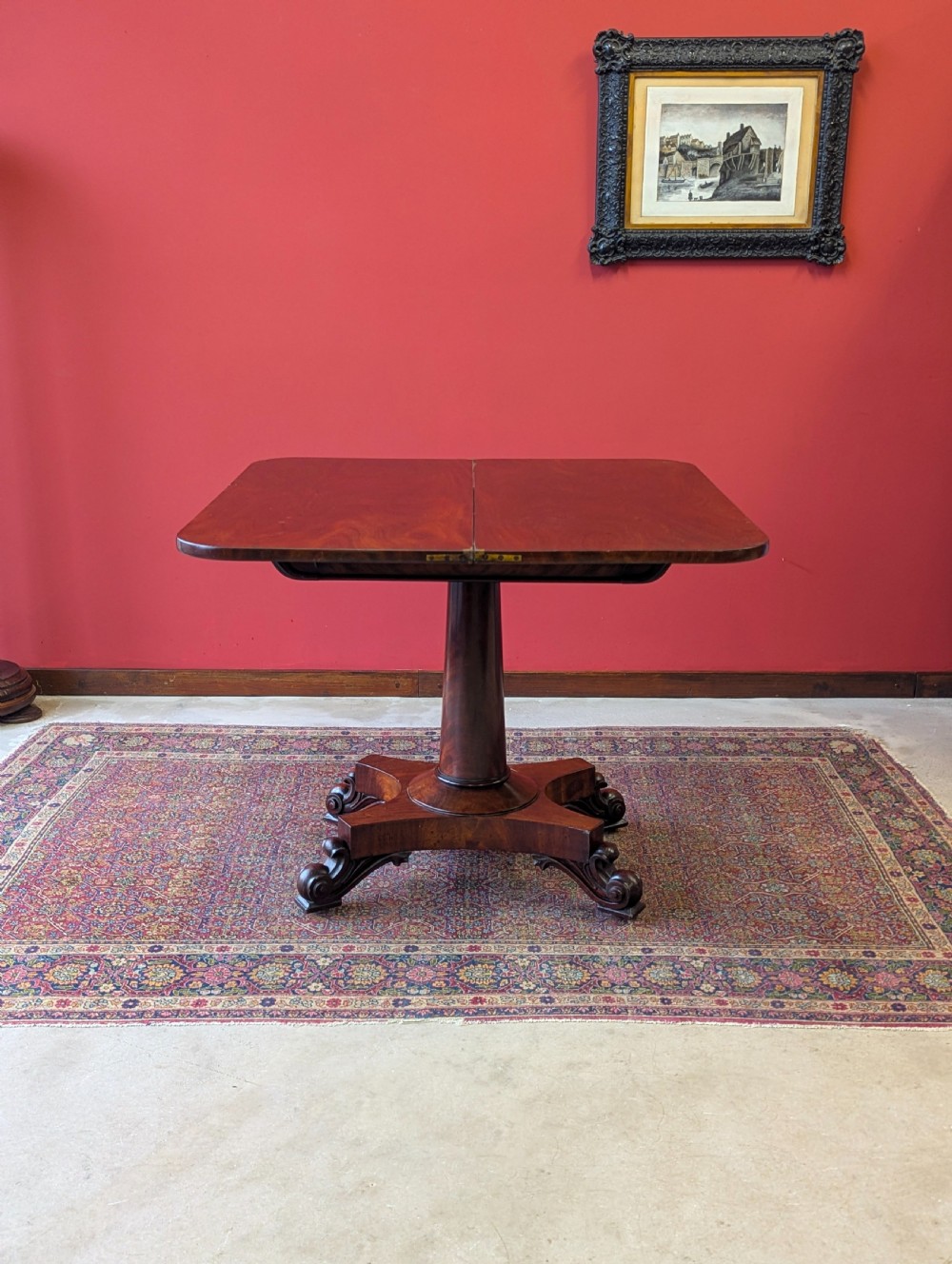 Antique Victorian Mahogany Fold Over Tea Table View II