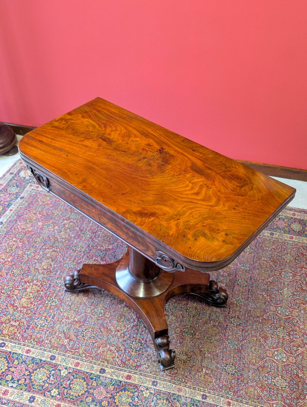 Antique Victorian Mahogany Fold Over Tea Table View V